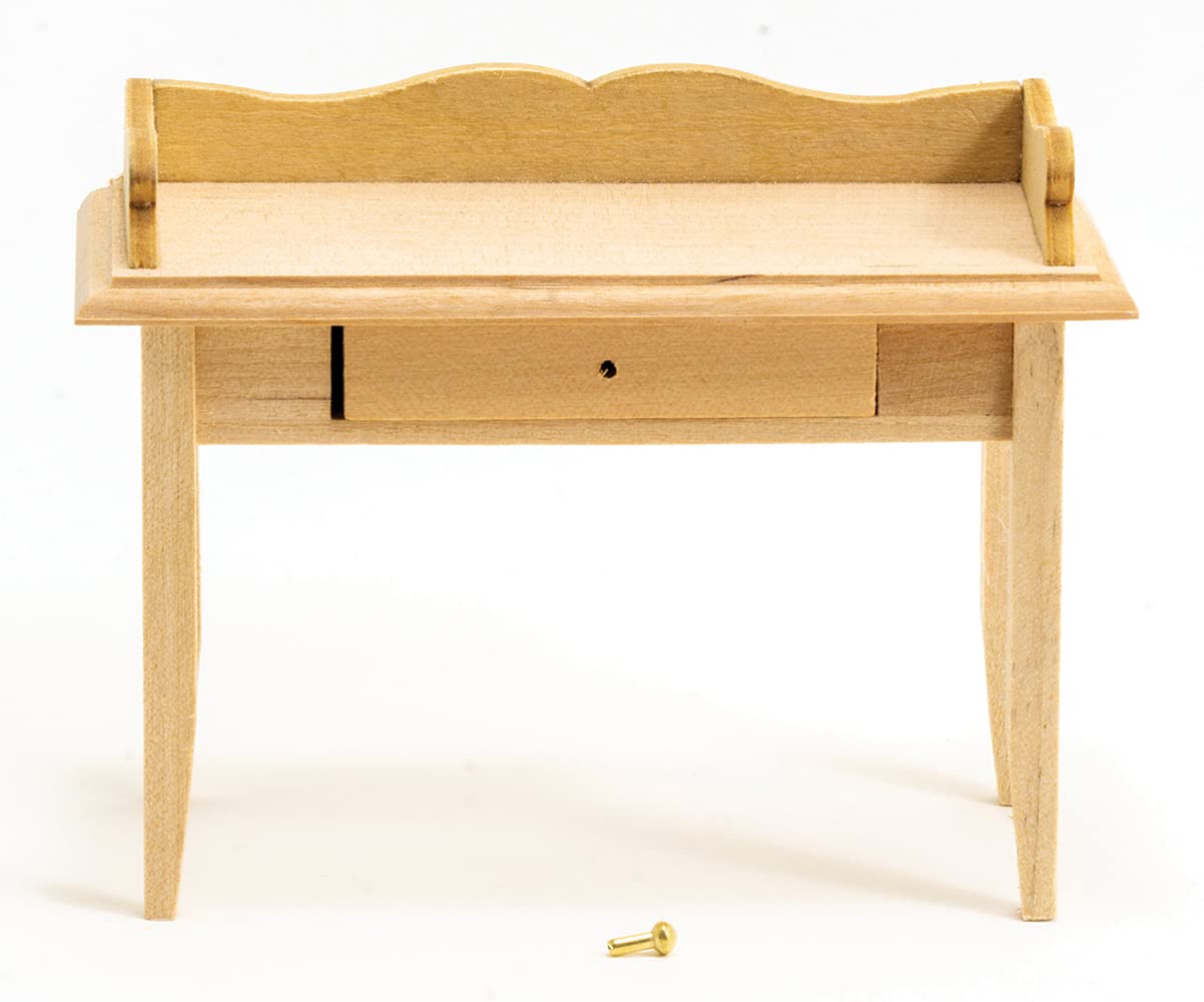 Dollhouse Miniature Unfinished Writing Desk with 1 Drawer Classics by Handley