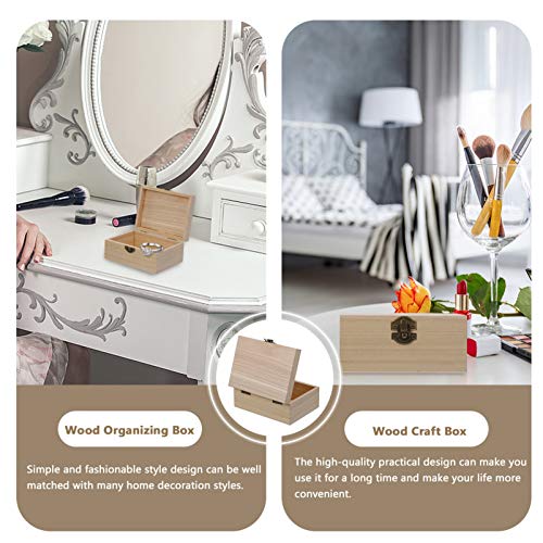 6pcs Boxes wooden box with lock unfinished wooden jewelry case wood watch display Unfinished Treasure Chest ring case display paint container Kisangel