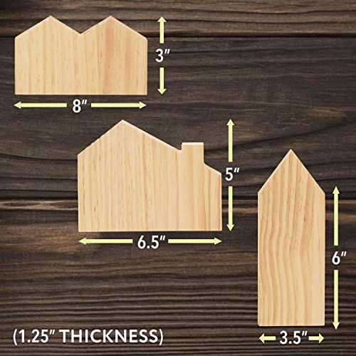 DIY Wood Table Top House Painting Kit w/ Stencil for Flowers & More - DIY House Kit for Adults & Kids - Unfinished Wood Crafts w/ Acrylic Paint - IMPRESA