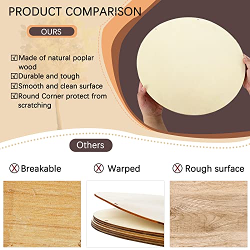 Whaline 14 Inch Wood Circles for Crafts, 10Pcs Unfinished Crafts Wood Slices with 32.8ft Twine and 19.7ft Ribbon DIY Wooden Blanks for Door Hanger Whaline