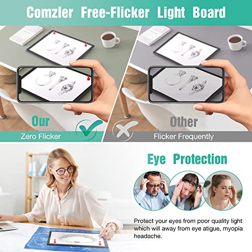 comzler Light Board, A4 Tracing Light Box, Magnetic Light Pad, Light Table for Tracing, LED Light Drawing Board, Sketch Pad LED Light Drawing Pad, comzler
