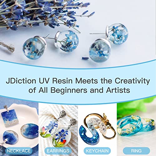 JDiction UV Resin, Upgrade 300g Low Viscosity Hard Thin UV Resin with Super Crystal Clear Resin Kit for Jewelry, Casting, Coating and DIY Craft JDiction