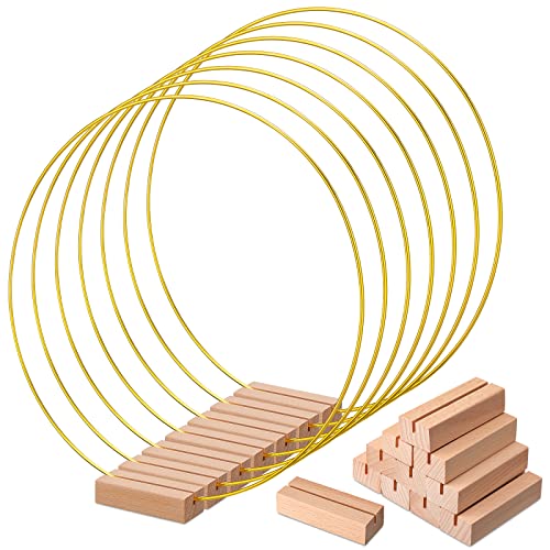 25 Set 12 Inch Metal Floral Hoop Wreath Macrame Large Hoop Centerpiece with Stand Craft Hoop Rings Round Dream Catcher Rings for DIY Wedding Wreath Zhengmy