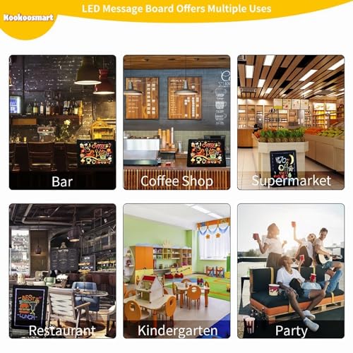 Kookoosmart LED Writing Message Board, Neon Glow Drawing Board, Light Up Flashing Box Message, Erasable Board Arts and Acrylic Kids Crafts Doodle, Kookoosmart