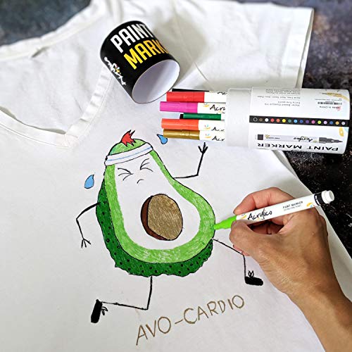 Acrylic Paint Pens for Rock Painting Set of 16 Paint Markers Extra Fine Tip for Wood, Canvas, Plastic, Ceramic, Glass, Drawing Craft Supplies for Acrylico