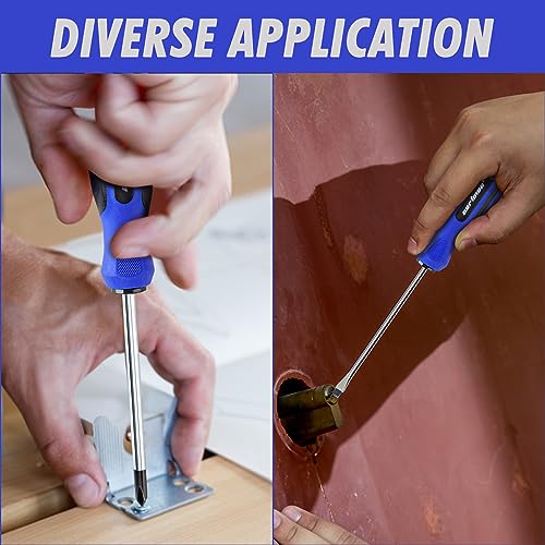 CARTMAN 12 Piece Magnetic Screwdriver Set - 6 Phillips and 6 Flat, Professional Cushion Grip Hand Tools Set CARTMAN