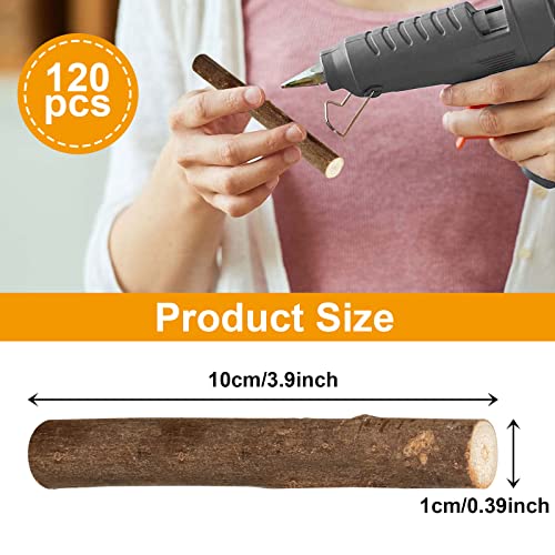 CertBuy 120 Pack Wood Log Sticks 10 CM / 4 Inch, 0.8-1.2 CM in Diameter Twigs for Crafts, Craft Twigs Branch Willow for DIY Crafts, School Projects, CertBuy
