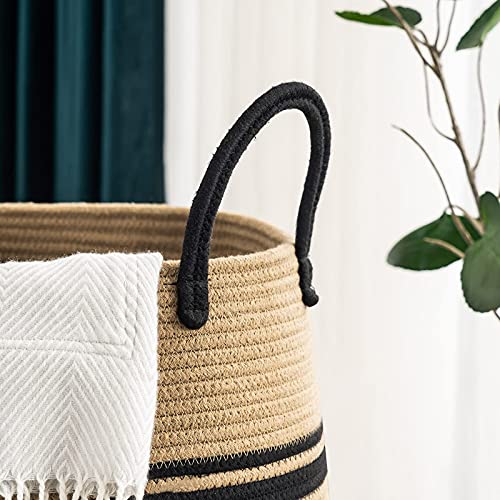 YOUDENOVA 105L Extra Large Woven Laundry Hamper Basket with Heavy Duty Cotton Rope Handles for Clothes and Toys in Bedroom, Nursery Room, Bathroom, YOUDENOVA