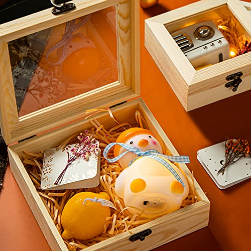 Wooden Box,Extral Large Unfinished Pine Wood Boxes Wooden Storage Box,Rectangle Unfinished Pine Wood Box Natural Wooden with Hinged Lid and Front Nsmykhg