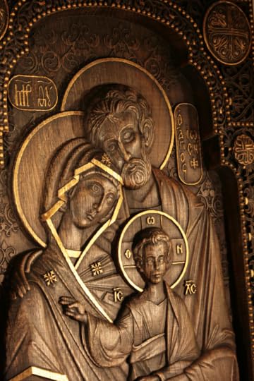 Handmade wooden Holy Family - Wood Carved Nativity Icon - 10 x 12 inches made of natural oak - wall hanging christian wall art Kozakworkshop