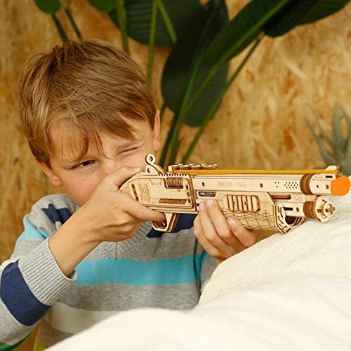 ROKR 3D Wooden Puzzles Model Kit Toy Gift Mechanical Model Brain Teaser for Adults to Build Gift for Friends and Family (Shotgun Toy) ROKR