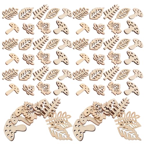 KALLORY 1 Set Unfinished Wooden Cutouts Pieces Blank Wood Slice Pieces Wooden Embellishments Wooden Plants Pieces Cutouts Craft Embellishments for KALLORY