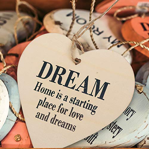 Kurtzy 50 Pack of Wooden Hearts with Natural Twine - 10x10cm / 4x4 Inches Unfinished Wooden Shaped Heart Set with Holes - Decorations for Weddings, Kurtzy