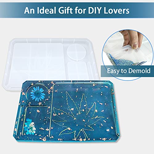 5 PCS Resin Molds Silicone Molds for Epoxy Resin with Large Rolling Tray Mold and Grinder Mold for Grind and Storage DIY Resin Casting FONUNO