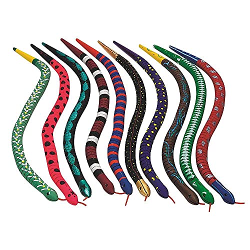 Natural Unfinished Wooden Wiggly Snakes - 12” Flexible Timber Snake - Blank Canvas - Great for Arts and Crafts - Themed Birthday Party Supplies, M MUGIT