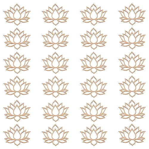 OLYCRAFT 24pcs Lotus Dream Catcher Rings Wooden Macrame Hoops Smooth Unfinished Macrame Rings Flower Shape Macrame Ring for DIY Crafts Projects Home OLYCRAFT