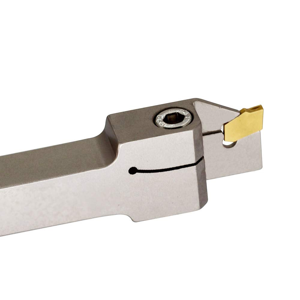 OSCARBIDE 1/2" Shank Nickel Plated Indexable Lathe Grooving Parting Holder Heavy Duty with 10 Pieces GTN-2(QC1402) Carbide Inserts QA08R-20 Right OSCARBIDE