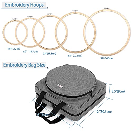 LoDrid Embroidery Kit, Embroidery Project Bag with Embroidery Kit, Portable Craft Carry Case with Starter Kit, Embroidery Supplies Storage Bag and LoDrid