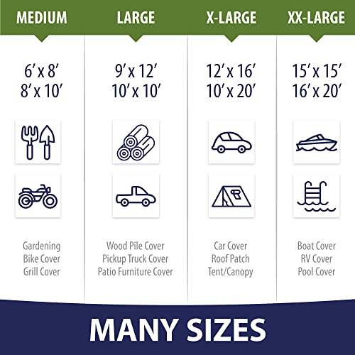 Rugged Rhino All Weather 100% Waterproof Heavy Duty Tarp, 2 Pack, 5 Mil UV Temperature Resistant Tarps, High Durability Multipurpose Cover, for Home Rugged Rhino