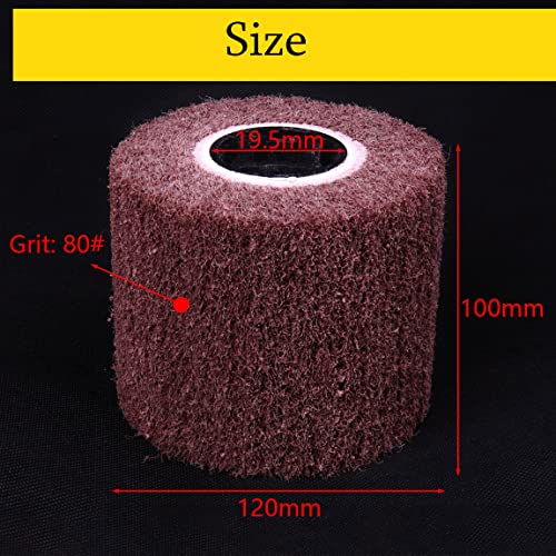 Flap Burnishing Wheel - Atoplee 120x100mm 80 Grit Non-Woven Abrasive Polishing Flap Burnishing Wheel for Wire Drawing Metal Iron Aluminum Polishing ATOPLEE