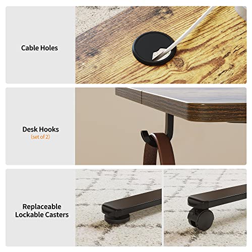 Cubiker 55 x 24 Inch Standing Desk, Stand up Height Adjustable Home Office Electric Table, Sit Stand Desk with Splice Board, Black Frame & Rustic Cubiker