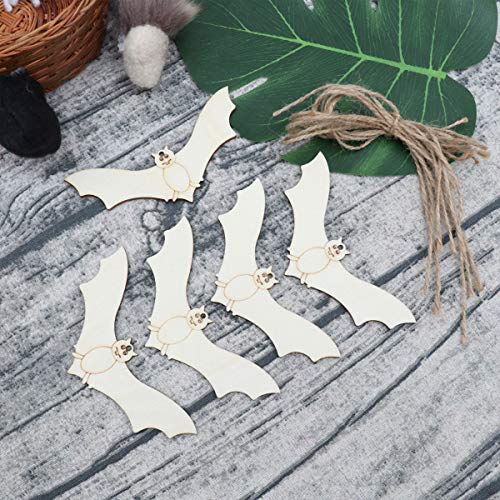 LIOOBO 20PCS Halloween Ghost Festival Decoration Props Puzzle Graffiti Wood Chip Bat Wooden Pendant for Arts and DIY Crafts Creative Decorations LIOOBO