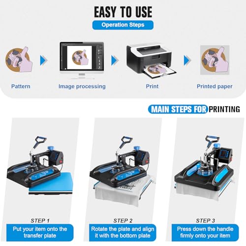 Topdeep Pro Heat Press 15x12 Inch, 5 in 1 Heat Press Machine with 30 OZ Tumbler Press, Swing Away T Shirt Pressing Machine, Combo Tumbler Heat Press Topdeep