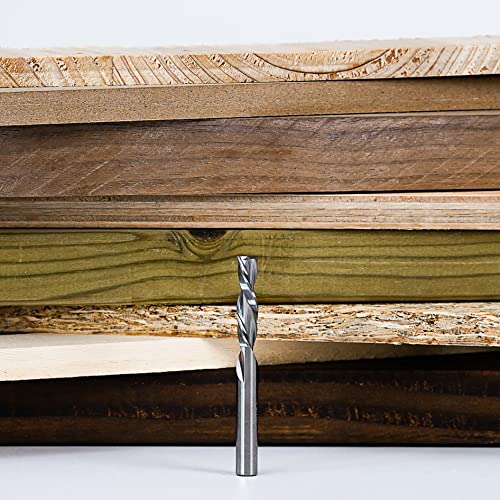 SpeTool 5PCS Spiral Downcut Router Bits 1/4" Shank 1" Cutting Length Solid Carbide CNC Router Bit Set End Mills for Plunge Router Wood Carving SpeTool