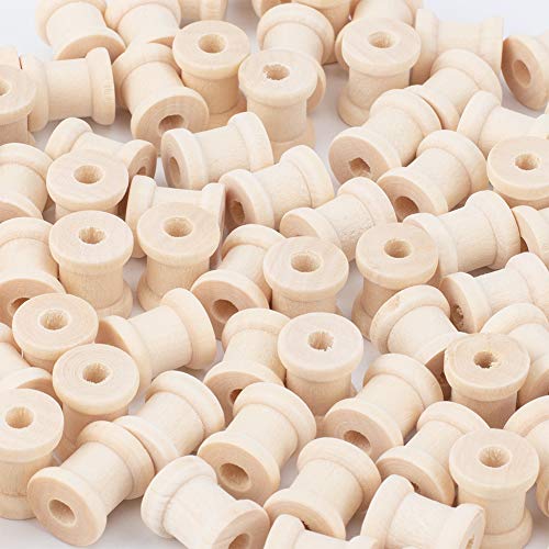 OLYCRAFT 300PCS Wooden Spools for Crafts 1/2 x 1/2 Inch Mini Unfinished Wooden Spools Natural Wooden Spools Wire Weaving Bobbins Wooden Natural OLYCRAFT
