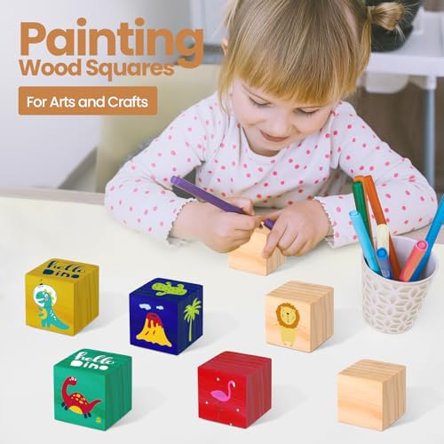 Halloscume 40 Pcs 2 Inch Wooden Blocks Unfinished Wooden Blocks for Crafting Plain Wooden Block for Craft Natural Craft Wood Square Blank Wooden Halloscume