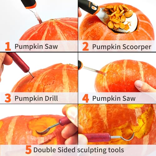 WeKit Pumpkin Carving Kit for Adults & Kids with Professional Detail Sculpting Tools11 PCS WeKit