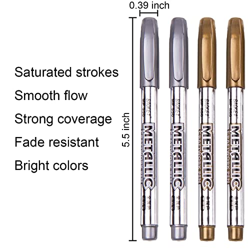 Dyvicl Premium Metallic Markers Pens - Silver and Gold Paint Pens for Black Paper, Glass, Rock Painting, Halloween Pumpkin, Card Making, Scrapbook Dyvicl