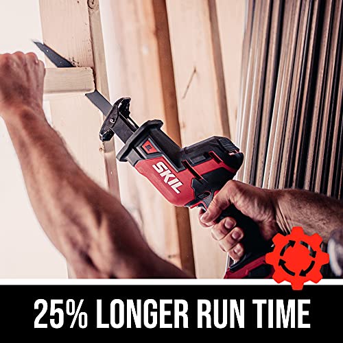 SKIL PWR CORE 20 Brushless 20V Compact Reciprocating Saw Includes 2.0Ah Lithium Battery and Auto PWR JUMP Charger - RS5825B-10 Skil