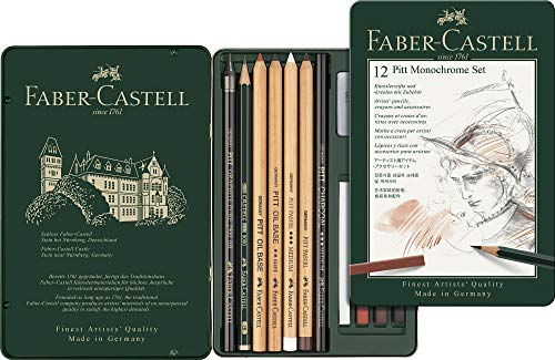 Faber-Castel 112975 PITT Monochrome Tin Set ,12 Piece Faber-Castell
