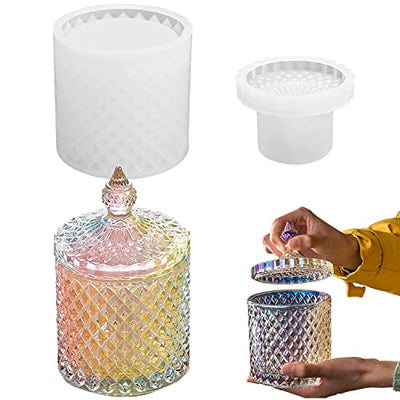 RESINWORLD Large Resin Box Molds with Lids, Vintage 3D Jar Silicone Mold, Trinket Storage Container Box Mold for Resin Casting Home Decor