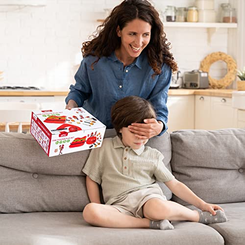 umu Firefighter Costume for Kids, 14 PCS Pretend Toy Wooden Fireman Role Play Firefighter Accessories with Fire Extinguisher and Hydrant, Fireman umu