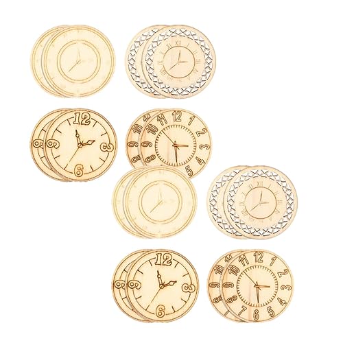 Wood Cutouts, 16PCS Wood Rounds for Crafts Round Wooden Ornaments, Wood Cutouts Round Clock Shaped Unfinished Chips Wooden Crafts for Decoration HERCHR