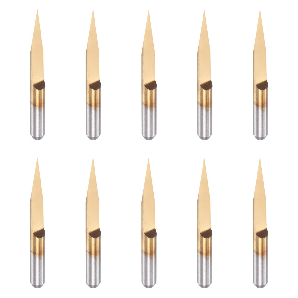 uxcell 10pcs Wood Carving Router Bit, Titanium Coated Solid Carbide CNC Engraving V Groove Bits 1/8" 3.175mm Shank 0.1mm Tip 20 Degree, for Acrylic uxcell