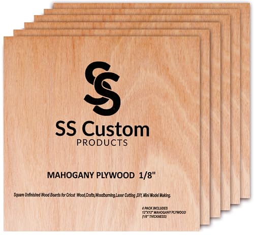 Mahogany Basswood Sheets for Crafts 1/8 inch, 3mm Plywood Sheets for Laser Cutting & Engraving, Wood Burning, Architectural Models, Drawing - 6 Pack SS Custom Products