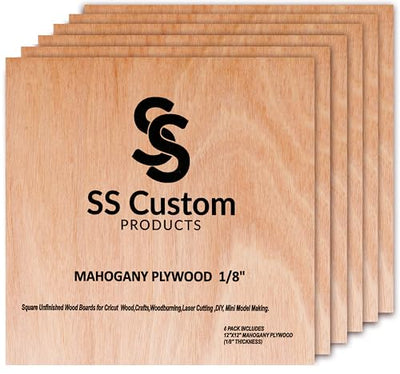 Mahogany Basswood Sheets for Crafts 1/8 inch, 3mm Plywood Sheets for Laser Cutting & Engraving, Wood Burning, Architectural Models, Drawing - 6 Pack