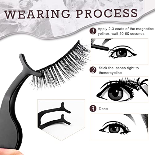 AROIC 10 Kinds of 3D 5D Magnetic Eyelash Kit with Different Density, Magnetic Eyelashes with 2 Magnetic Eyeliner and 1 Tweezer, False Eyelashes for AROIC