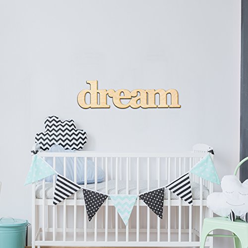 Dream Wood Sign Home Decor Gallery Wall Art Unfinished GIA 12" x 3" Woodums
