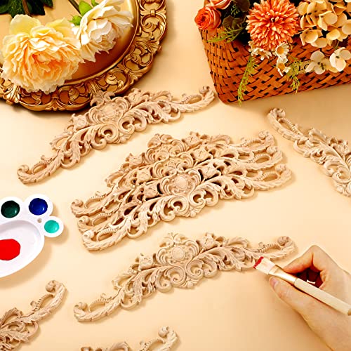 20 Pcs Wood Appliques Decorative Wood Applique for Furniture Wooden Carved Onlay Appliques Wood Appliques and Onlays for Furniture DIY Wood Carving Sanwuta