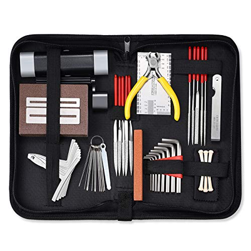 MIFOGE 45Pcs Guitar Repairing Maintenance Tool Kit with Carry Bag Large Care Set of Tools for Acoustic Guitar Electric Guitar Ukulele Bass MIFOGE