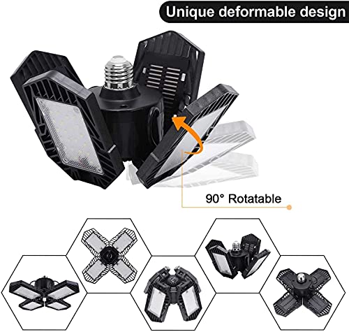 2 Pack LED Garage Lights,100W Deformable Led Garage Lighting 10000LM E26 Daylight 6000K LED Garage Ceiling Lighting Super Bright Adjustable Garage GMximo