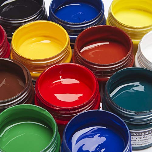KINGART 5060-12 100ml Jars, Set of 12 Vivid Colors Acrylic Paint, Assorted 12 Piece KINGART