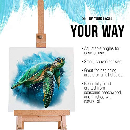 U.S. Art Supply Small Tabletop Wooden H-Frame Studio Easel - Artists Adjustable Beechwood Painting and Display Easel, Holds Up To 16" Canvas - US Art Supply