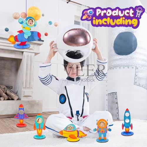 24 Pcs Rocket Space Wooden Craft Kit Rocket for Painting,Unfinished Wood Cutouts Crafts,DIY Outer Space Birthday Party Decorations BAPHILE