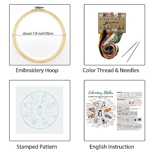 Louise Maelys Cats Embroidery Kits for Beginners with Cute Animals Pattern,Adults Starter Cross Stitch Kit DIY Needlepoint Kits Louise Maelys