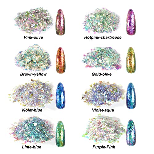 LET'S RESIN Chameleon Chunky Flakes, Resin Supplies-8 Color Intense Colorshift Pigment Powder for Resin Crafts/Tumblers, Chrome Powder Iridescent LET'S RESIN